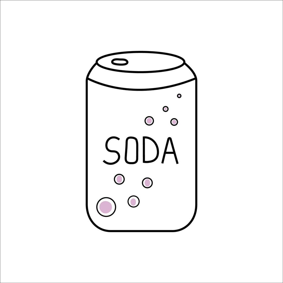 Hand drawn vector illustration of soda can 90s.