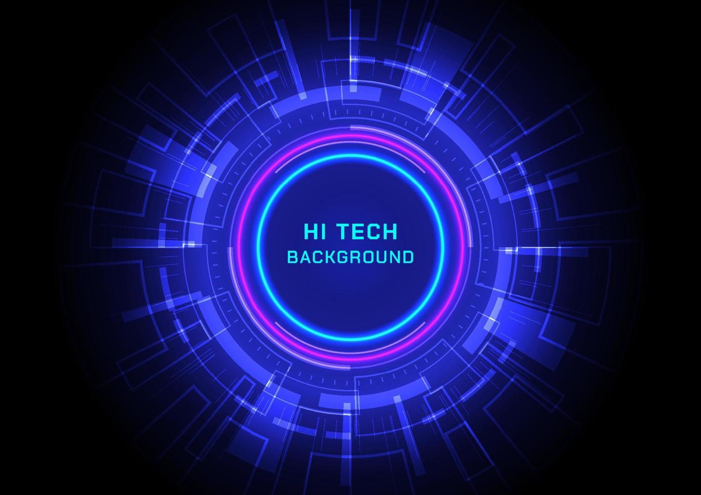 Abstract Background Futuristic Technology The bright blue tech circle and the laser glow circle have a blank space in the upper center of the letter. gradient background vector