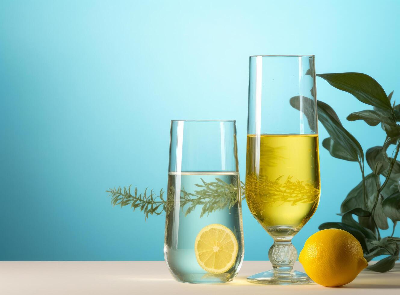 Lemonade with lemon. Illustration photo