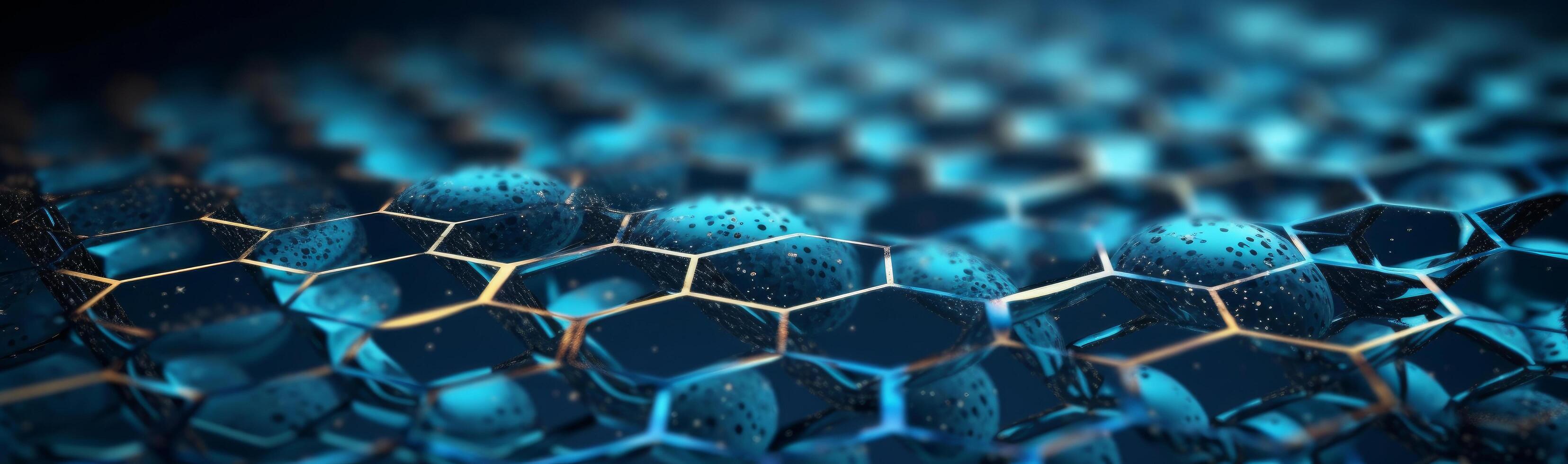 Blue background made up of hexagonal shaped cells. Illustration photo