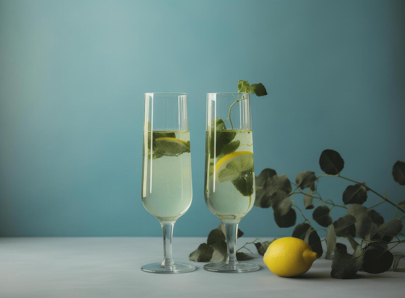 Lemonade with lemon. Illustration photo