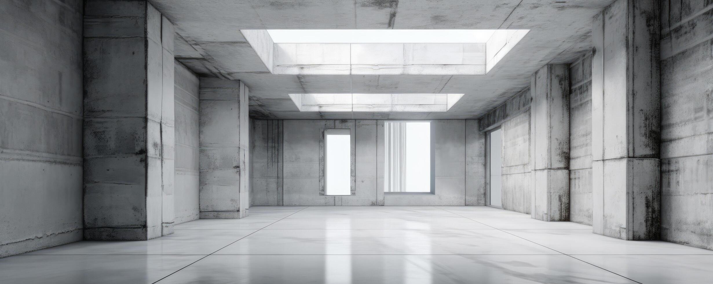 Abstract grey room with light and windows. Illustration photo