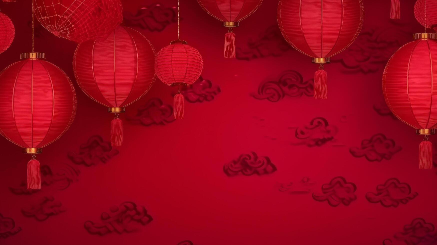 Red Chinese Background with Lanterns. Illustration photo