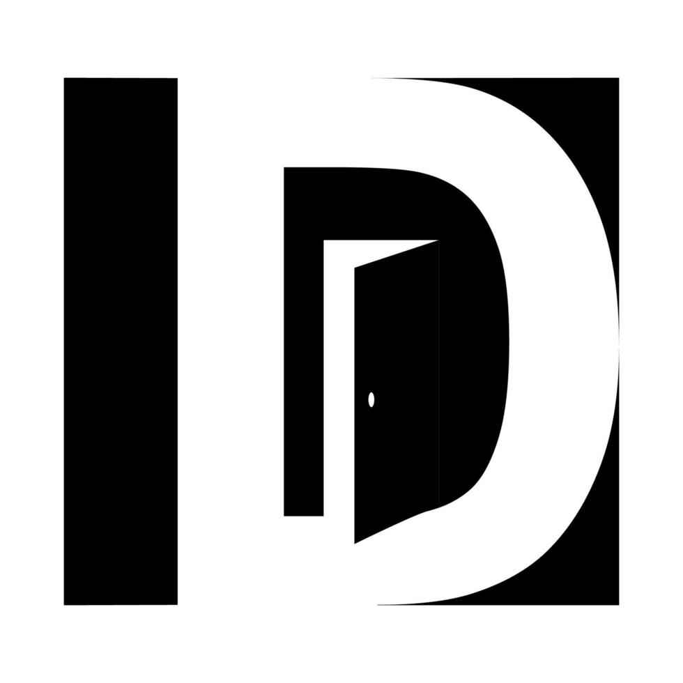 Letter d logo door, head open house, icon capital d vector