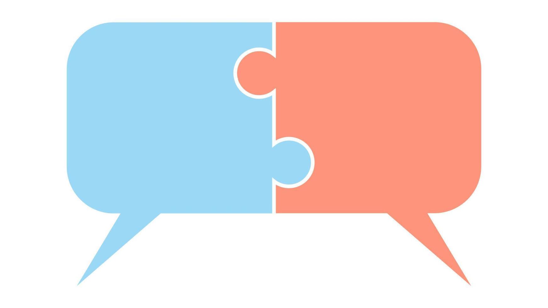 Chat puzzle logo, icon understand people, integrate dialogue talk bubble vector