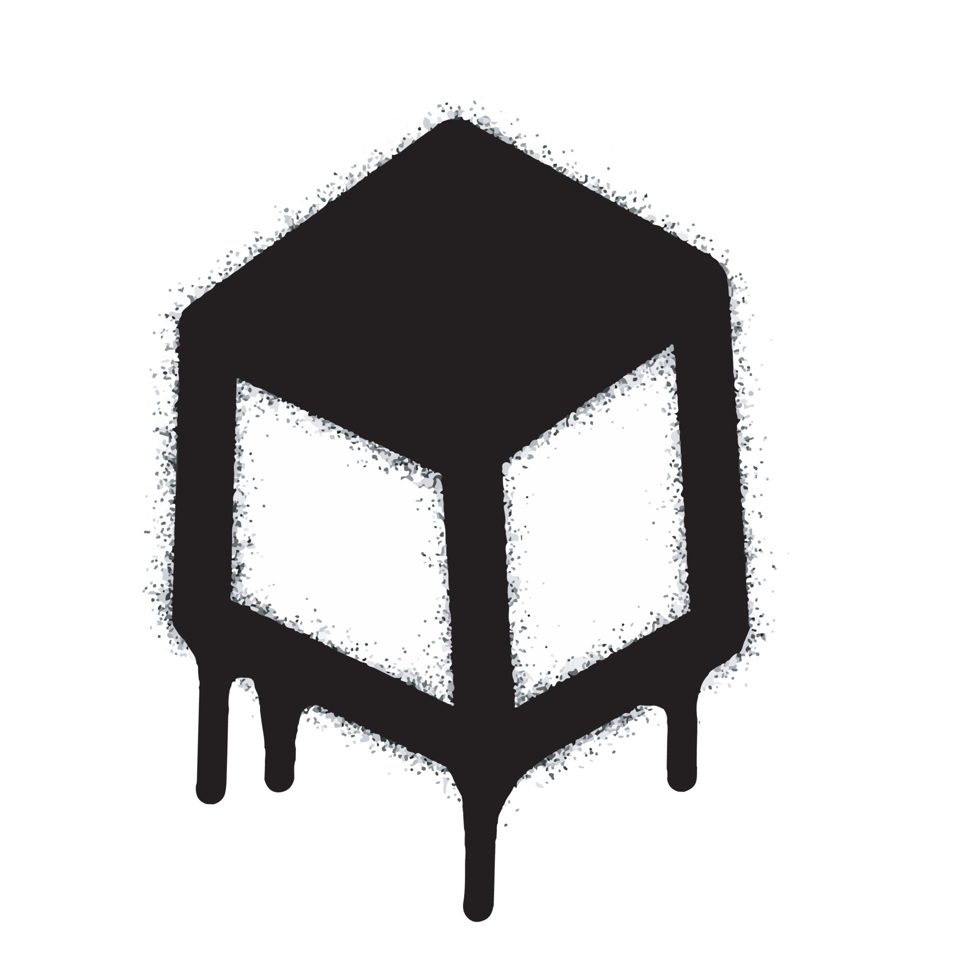 Graffiti box mark spray painted black on white. Box symbol. isolated on