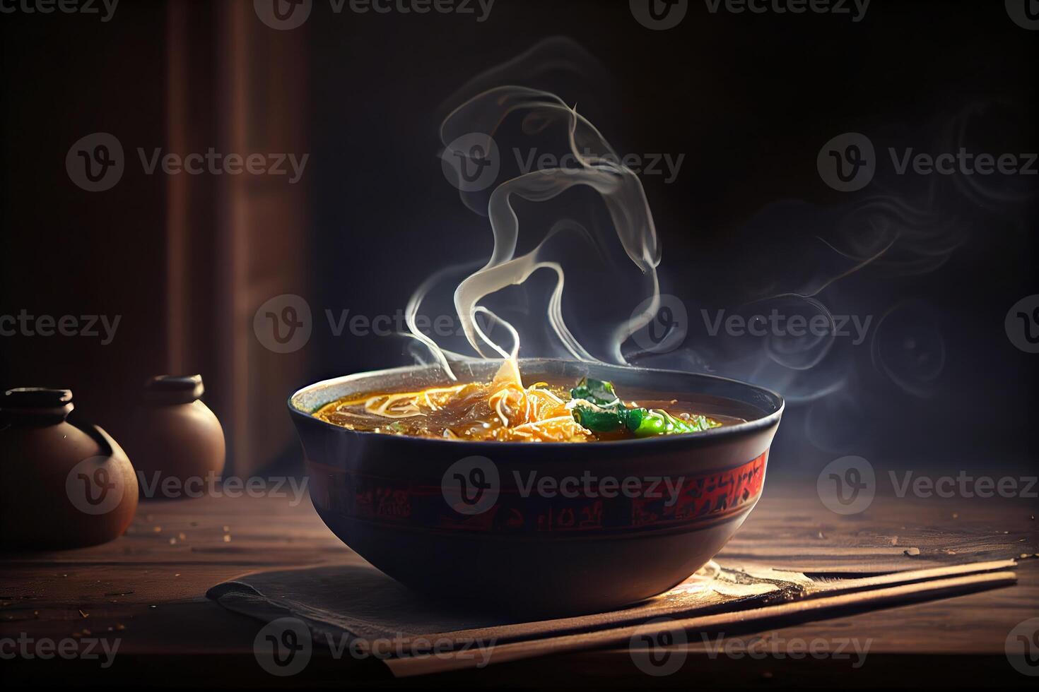 illustration of the most delicious japanese Ramen, soy sauce ramen in