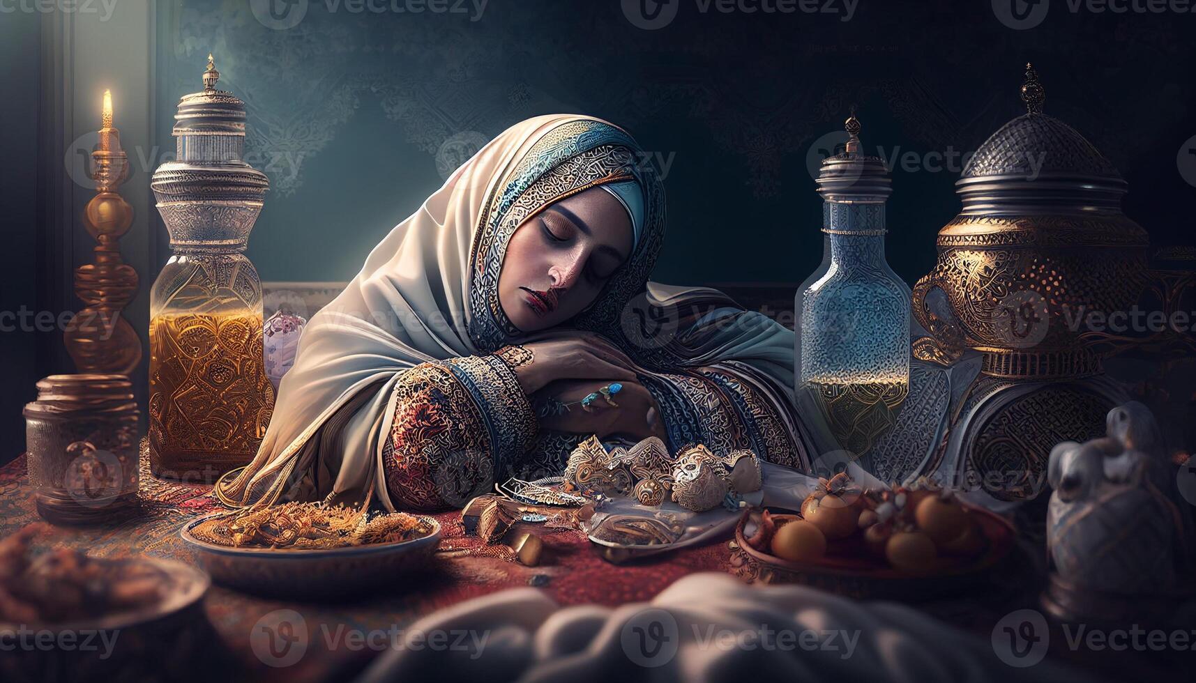 Islamic ramadan background created with ai tools photo