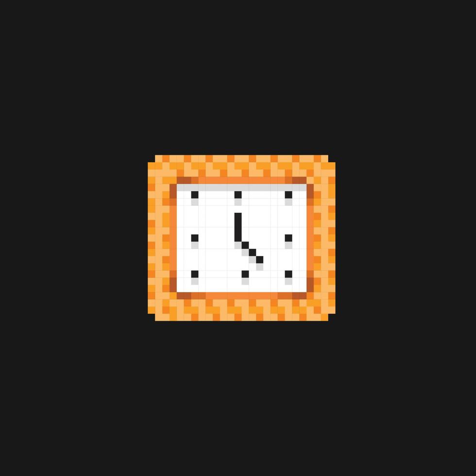 square clock in pixel art style vector