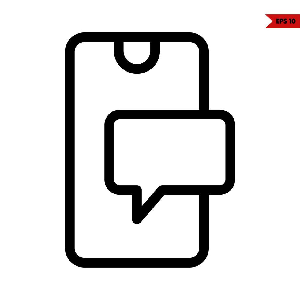 mobile phone with speech  bubble communication line icon vector