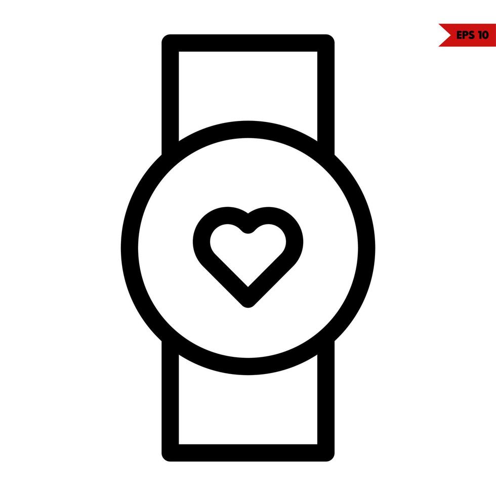 love in watch line icon vector