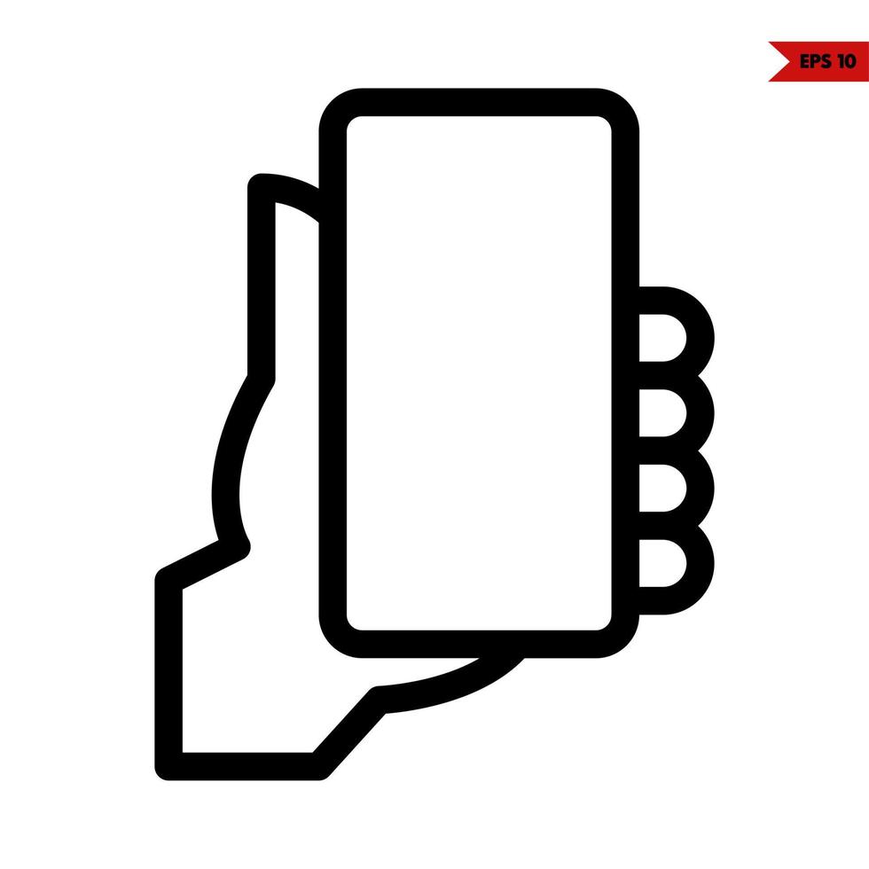 mobile phone in hand line icon vector
