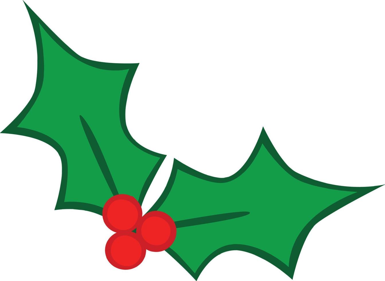 Simple clipart style holly leaves Christmas decoration ornament