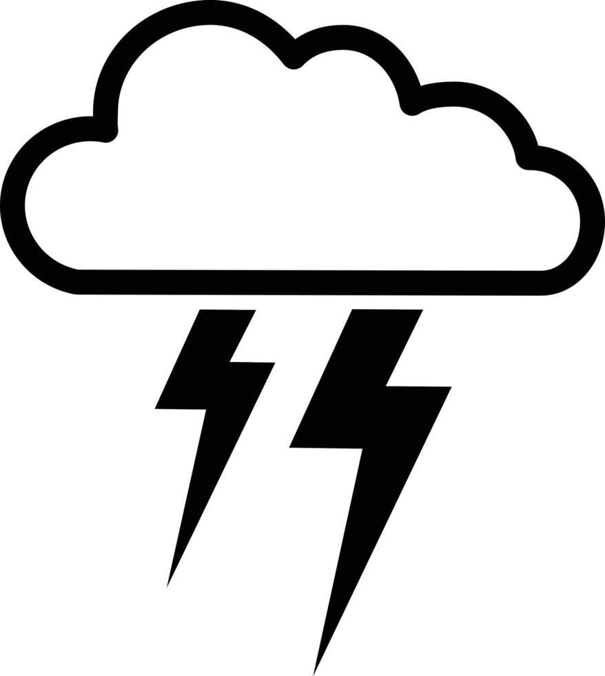 Simple clipart style lightening rain cloud icon vector