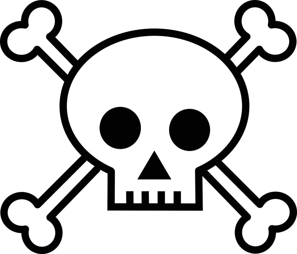 Simple clipart style skull and crossbones outline icon vector