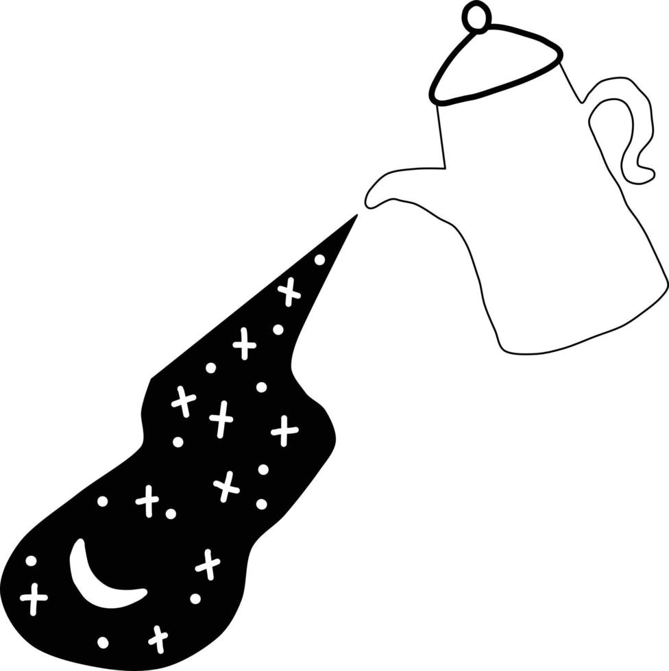 Simple clipart style space teapot pouring space vector