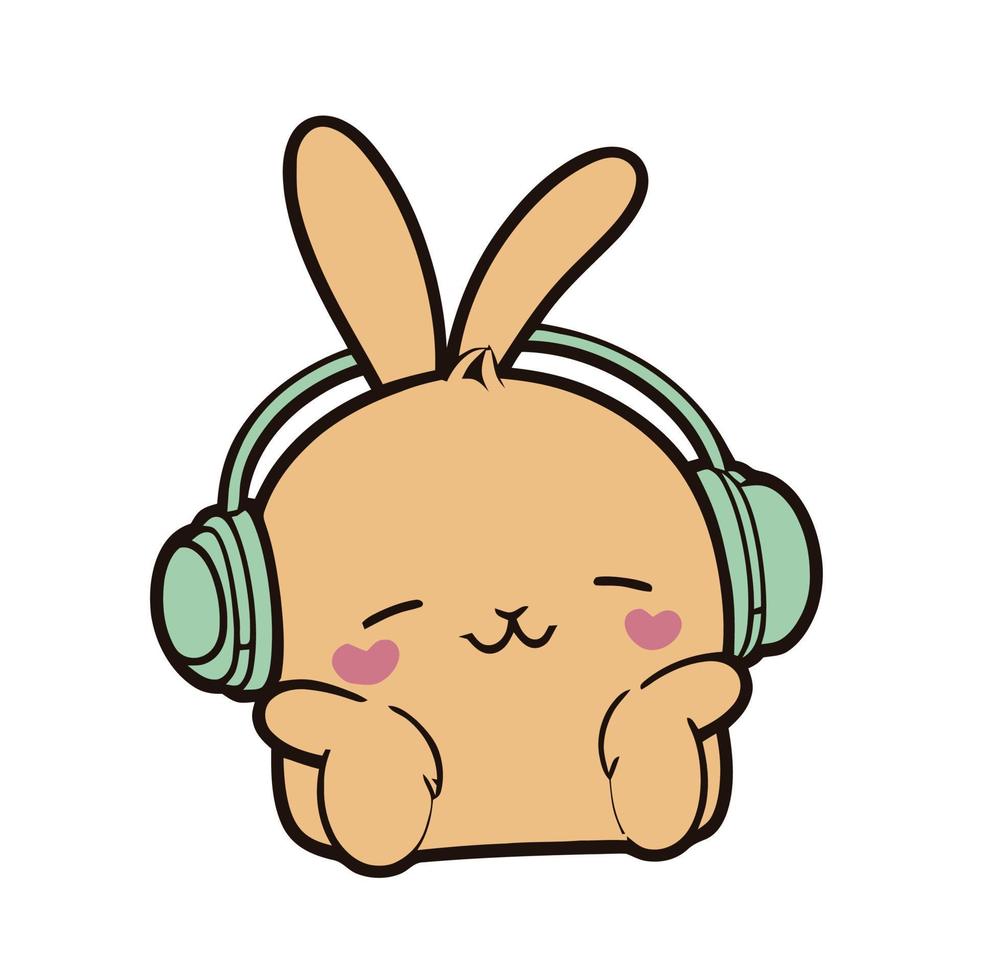 Cute Bunny Listening to Music vector