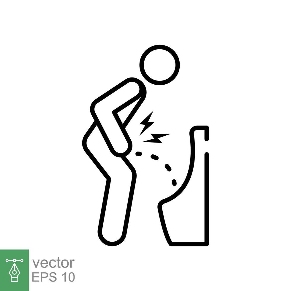 Urine pain flat icon. Simple outline style. Painful urination, urinary tract infection concept. Thin line symbol. Vector illustration isolated on white background. EPS 10.