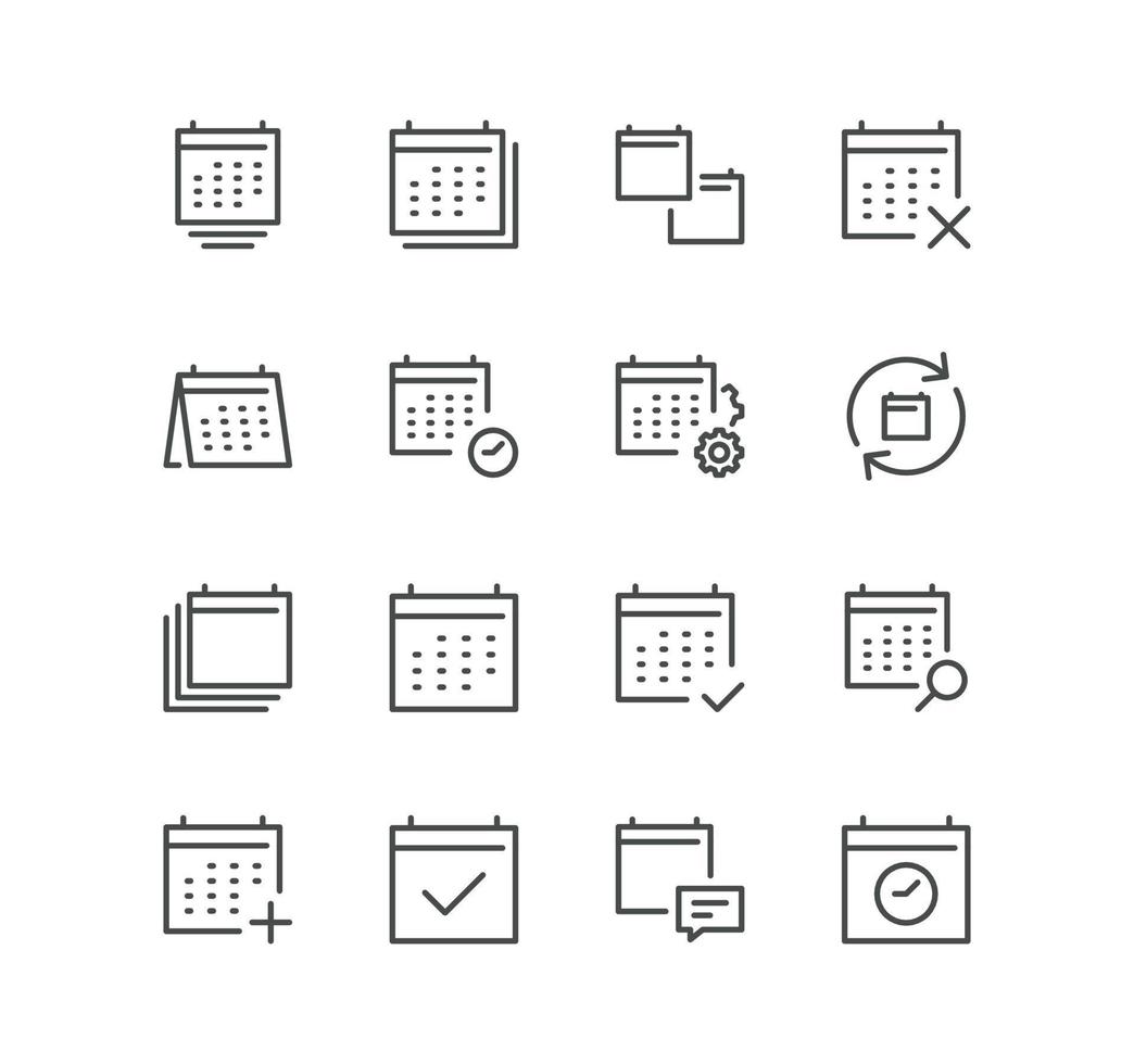 Set of calendar related icons, appointment, date settings, working ...