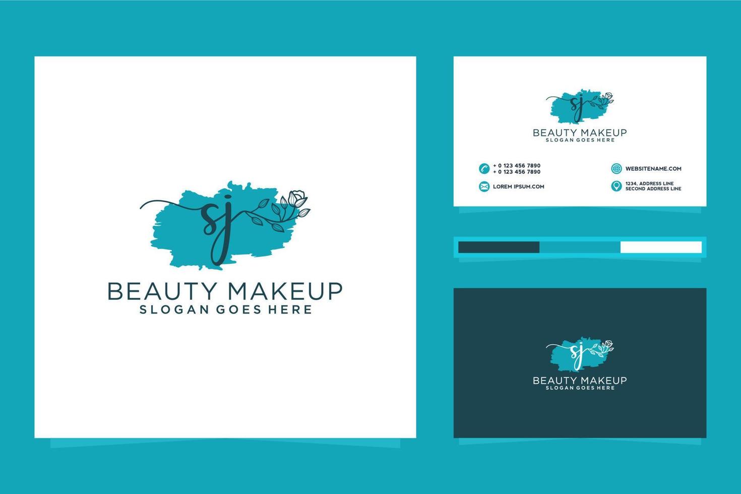 Initial SJ Feminine logo collections and business card template Premium Vector