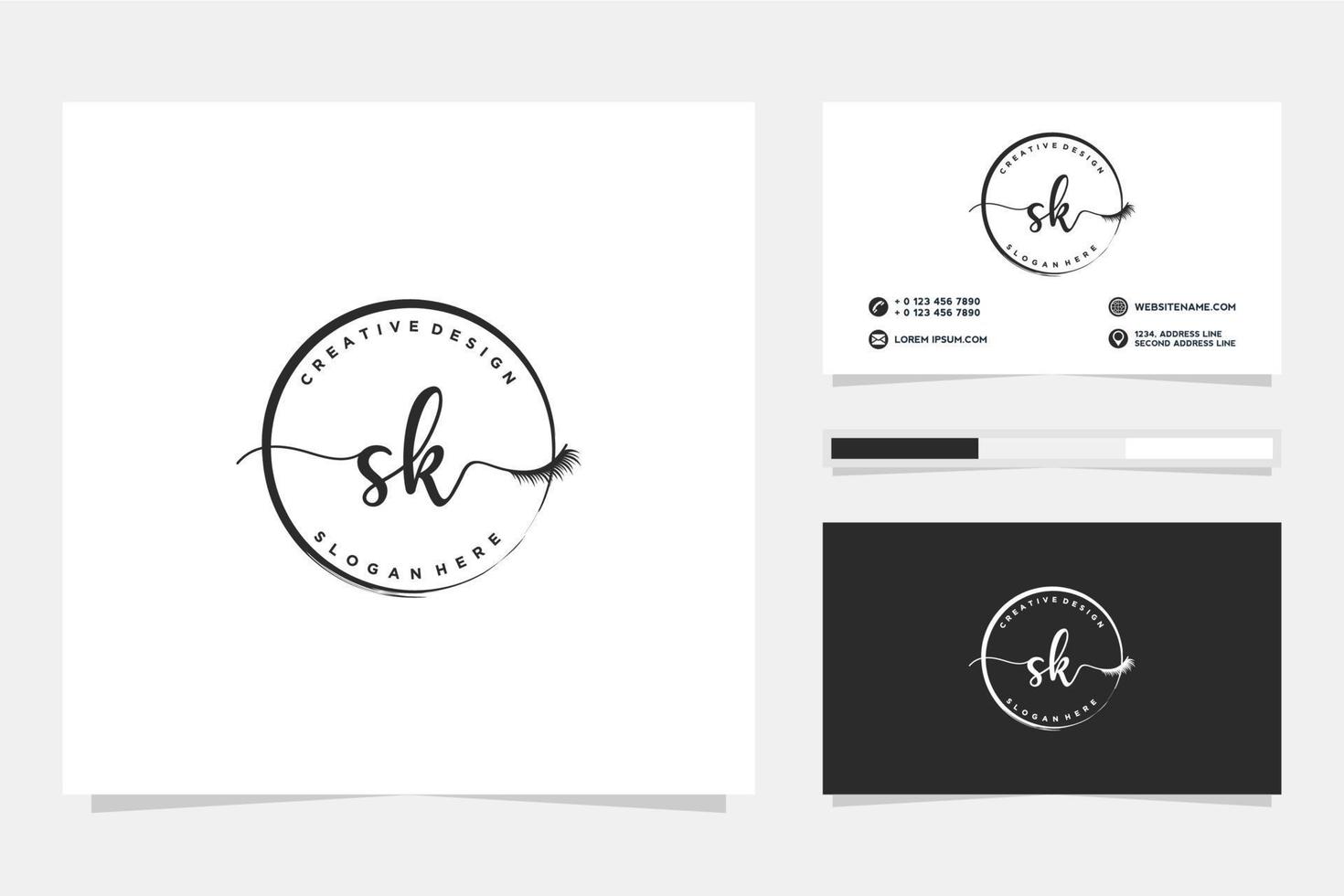 Initial SK Feminine logo collections and business card template Premium Vector