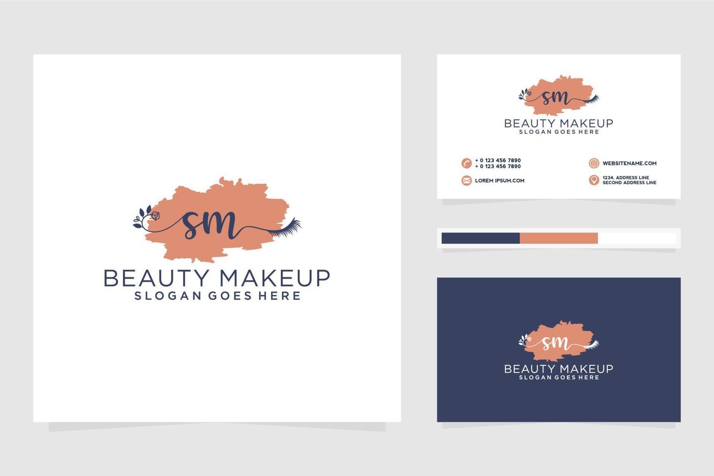 Initial SM Feminine logo collections and business card template Premium Vector