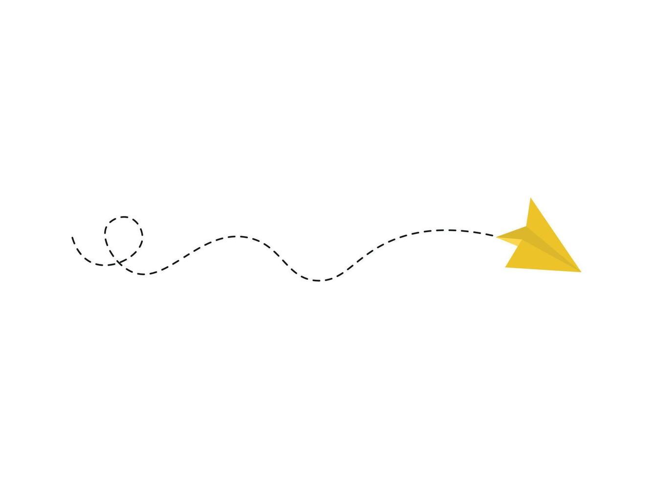 Dashed line paper airplane route vector