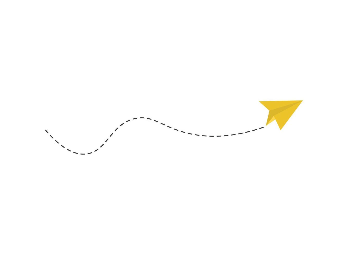 ruta de avión de papel de línea discontinua vector