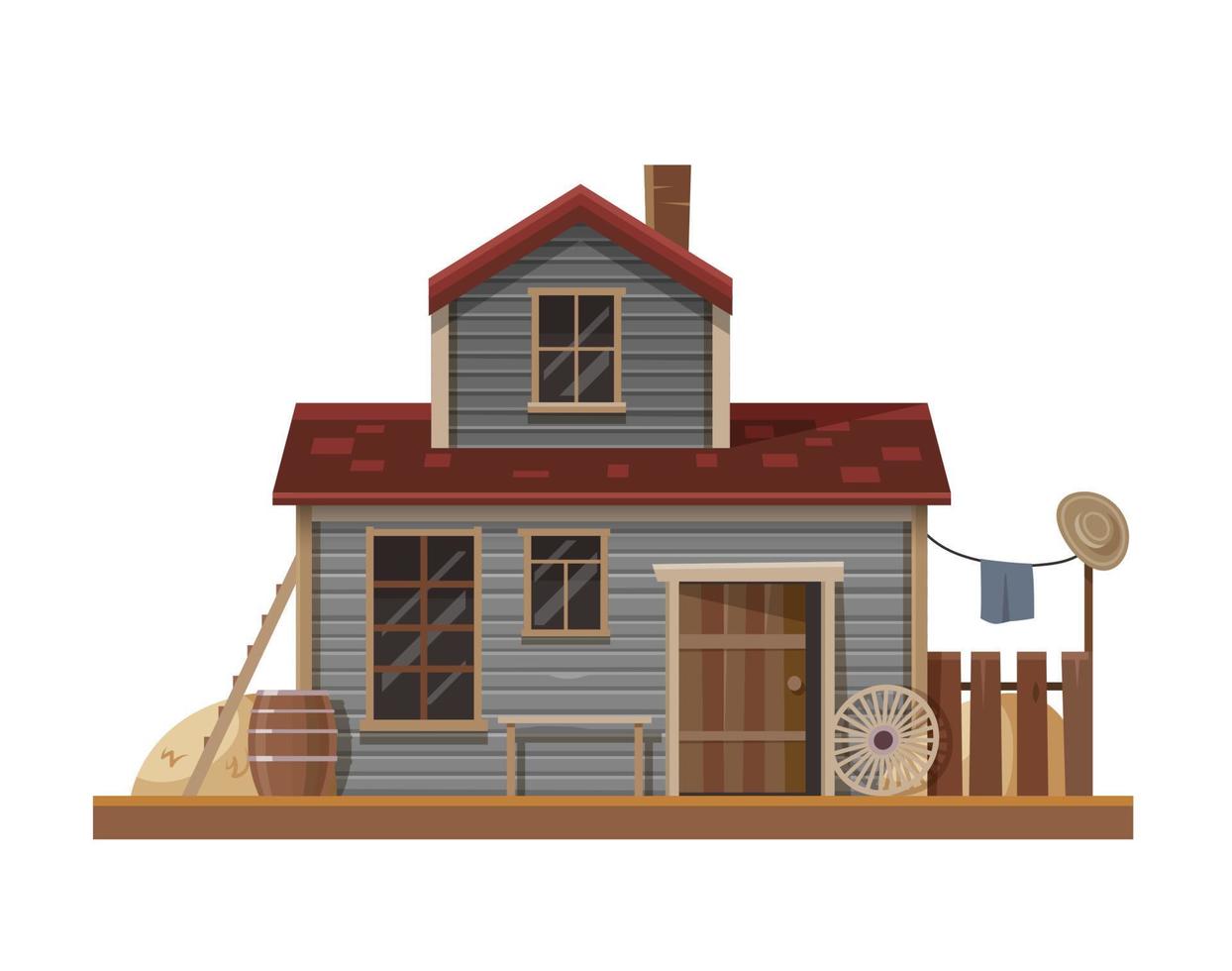 Western Wild West stables, country town building vector