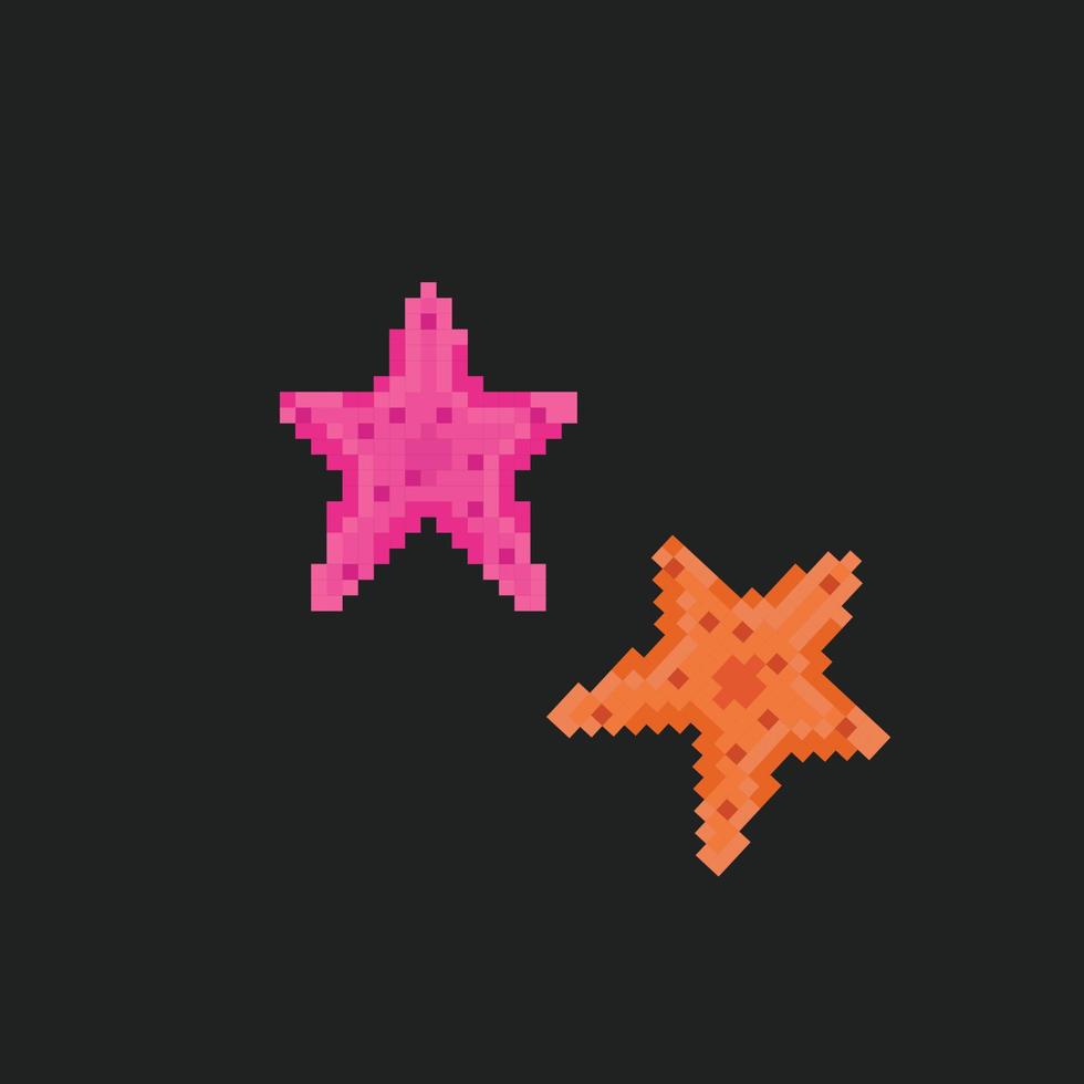 starfish in pixel art style vector