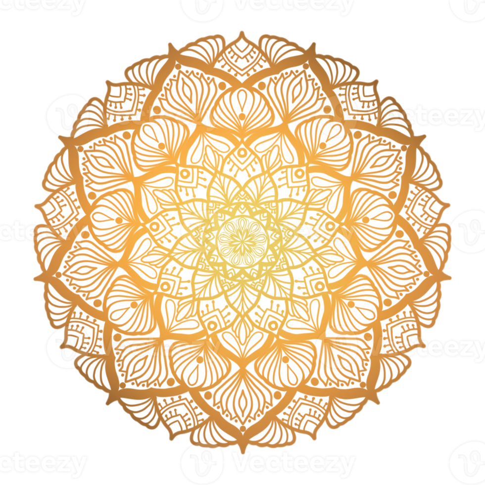 mandala lyx guld mönster. illustration mandala blomma form geometrisk runda mönster isolerat på svart bakgrund. mandala använda sig av för färg bok element, dekorativ ornament, henna, tatuering, etc. png
