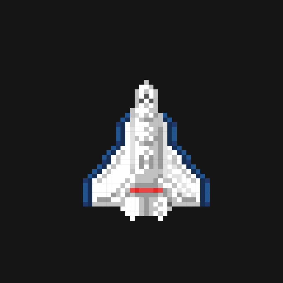 space ship in pixel art style vector