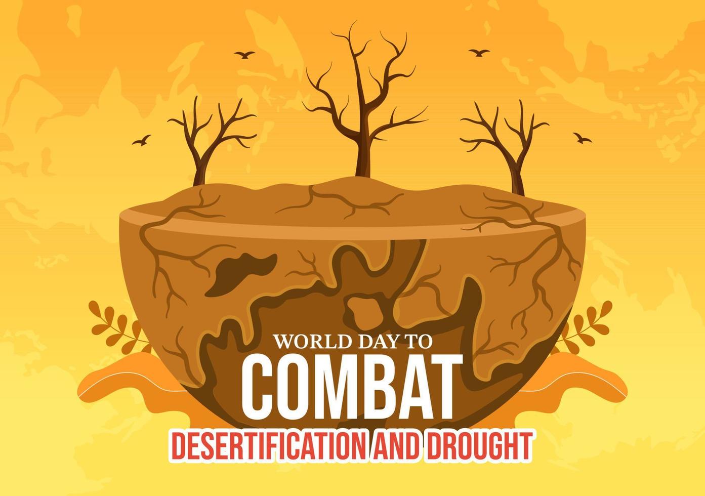 World Day to Combat Desertification and Drought Vector Illustration with Turning the Desert Into Fertile Land and Pastures in Hand Drawn Illustration