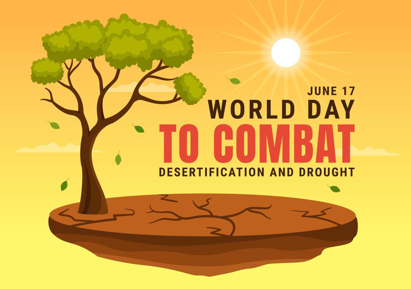 mundo día a combate desertificación y sequía vector ilustración con torneado el Desierto dentro fértil tierra y pastos en mano dibujado ilustración