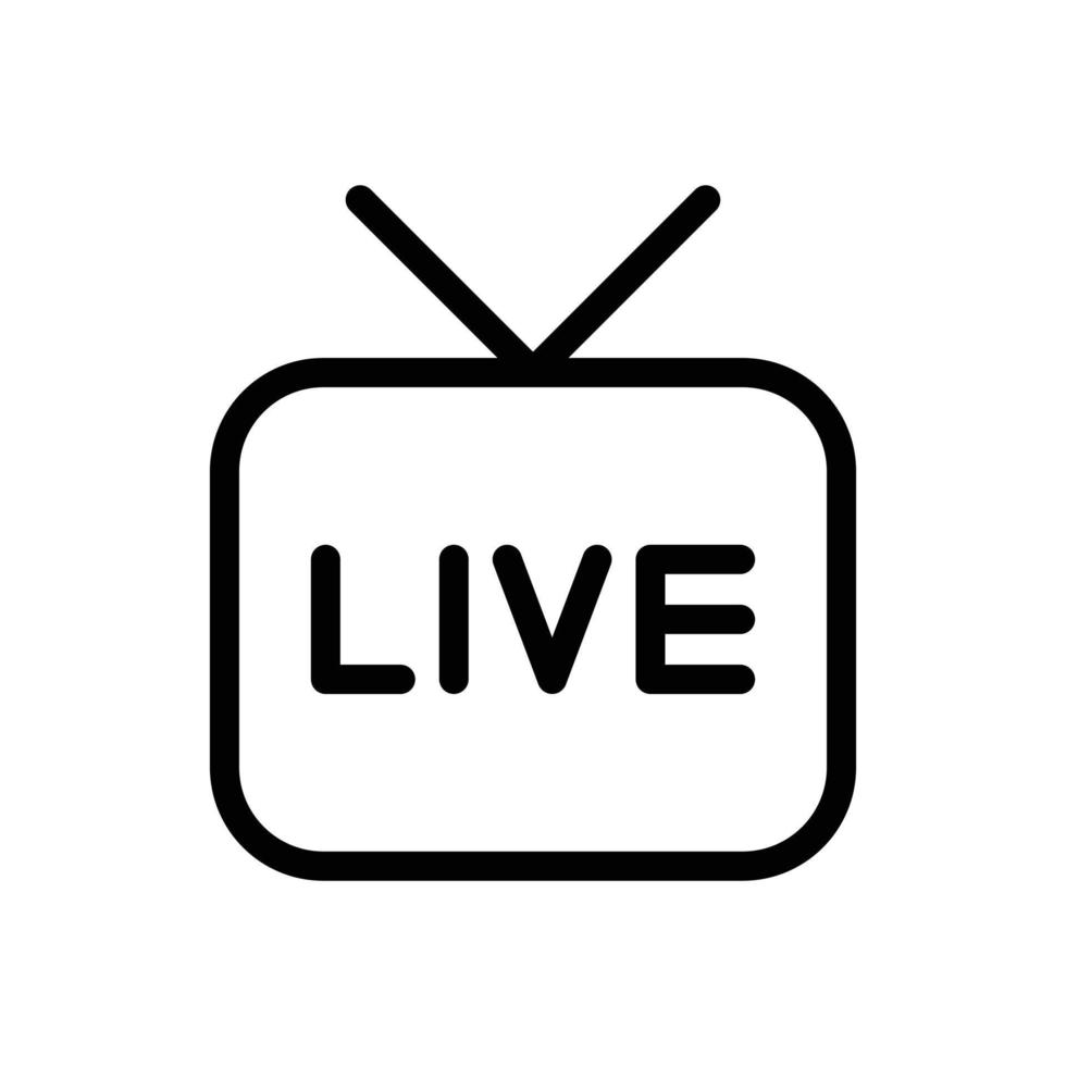 Live TV, live television, live streaming icon in line style design isolated on white background. Editable stroke. vector