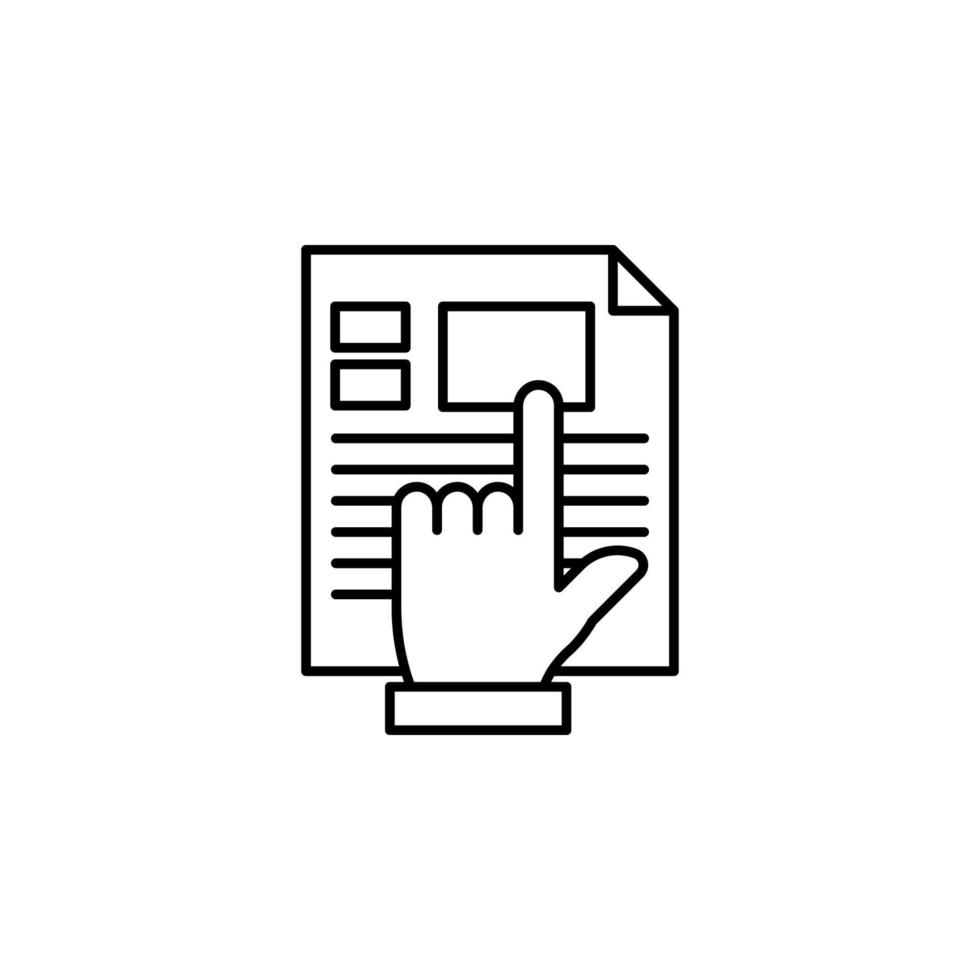 Focus, hand, file, editing vector icon