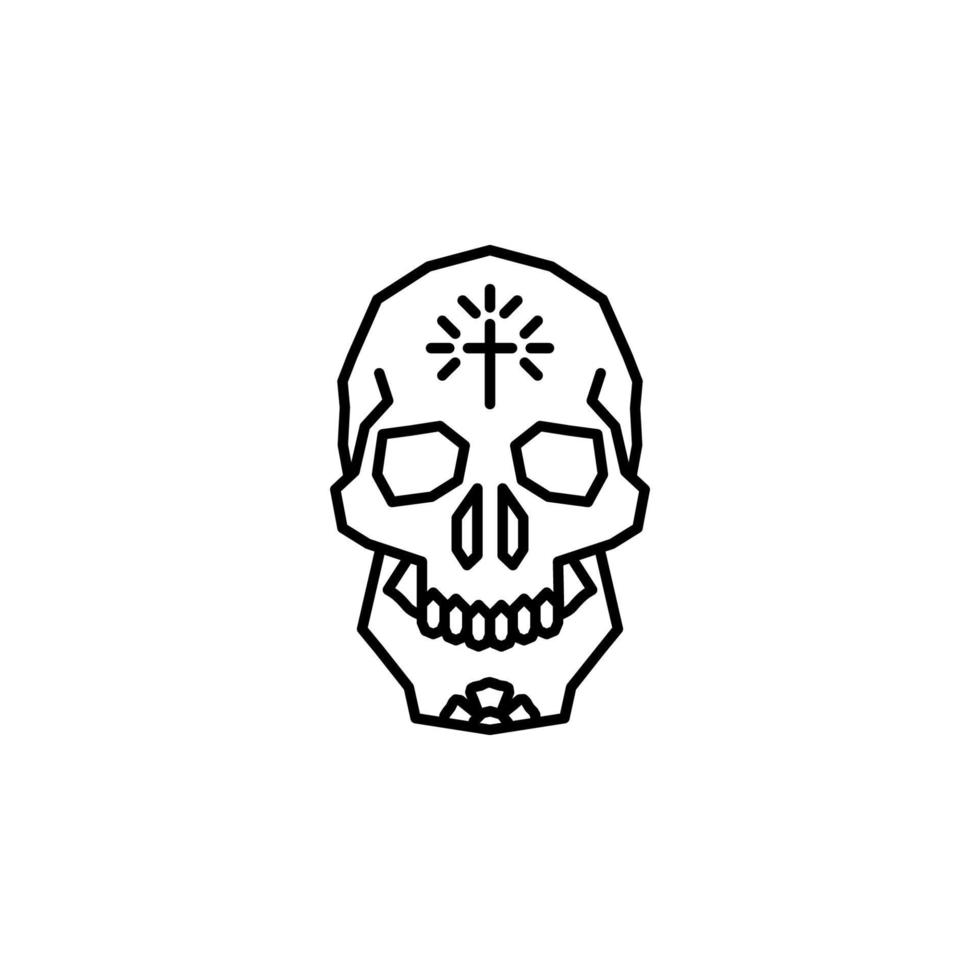 cráneo, cruz, flor, planta vector icono