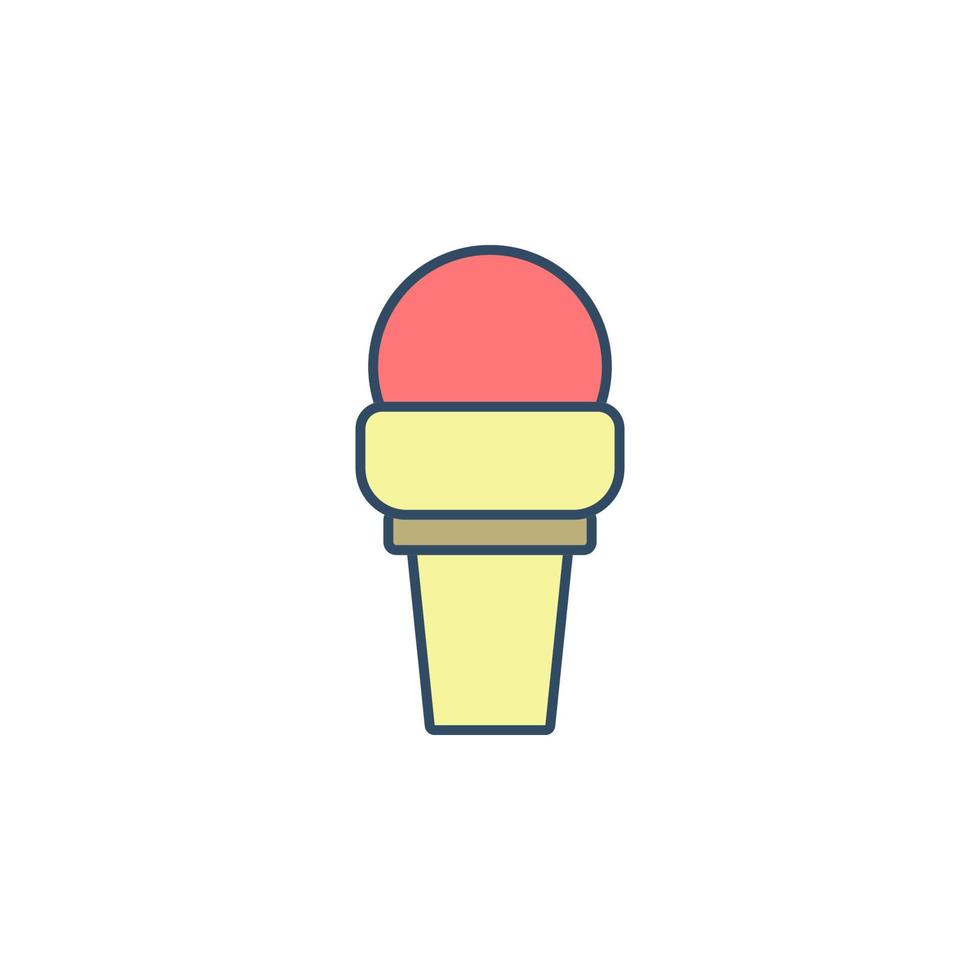 ice cream in waffle cup colored dusk style vector icon