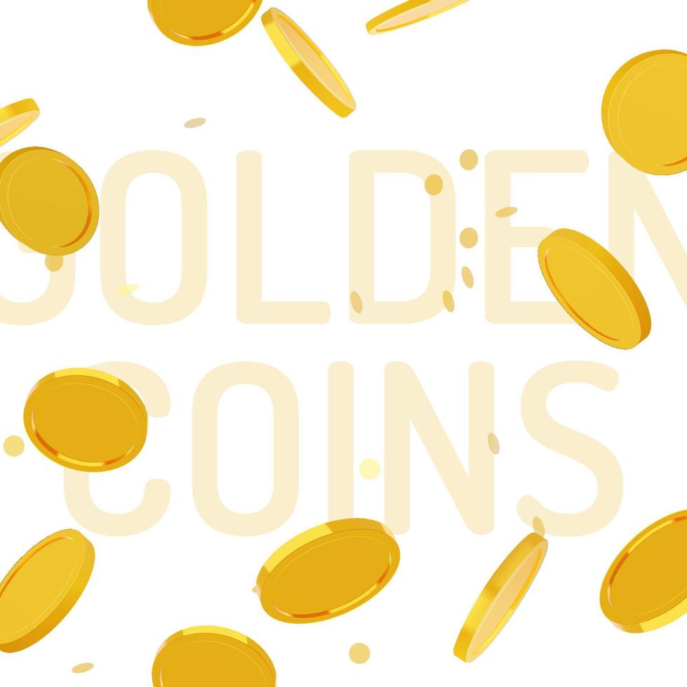 Golden coins falling square frame illustration vector