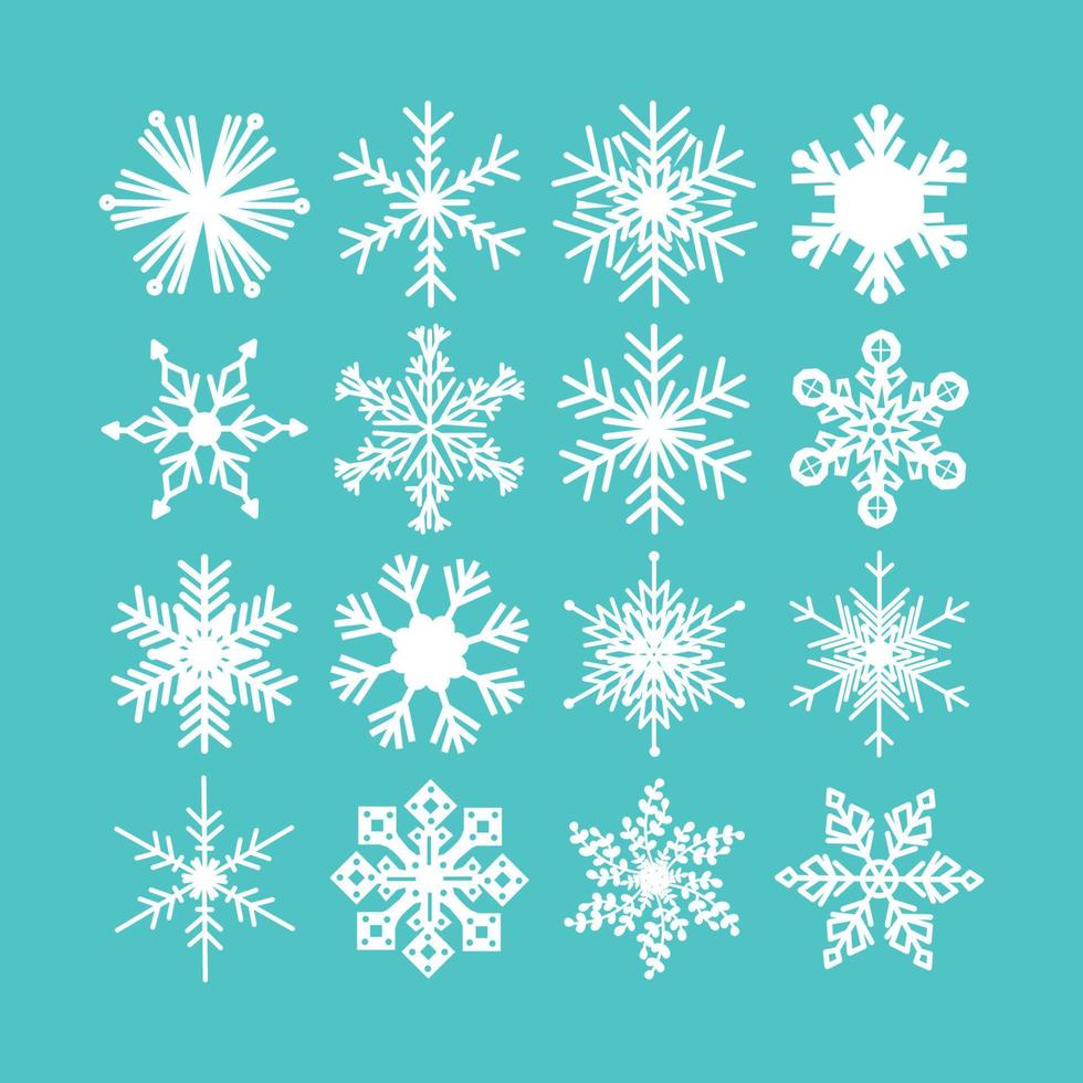 White snowflake vector clipart set