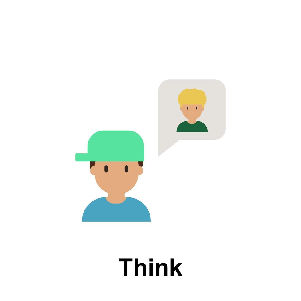 think, male color vector icon