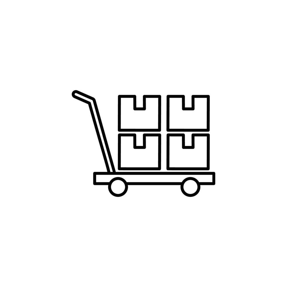 cart with boxes outline vector icon
