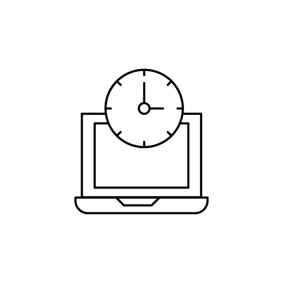 Laptop, time, clock vector icon