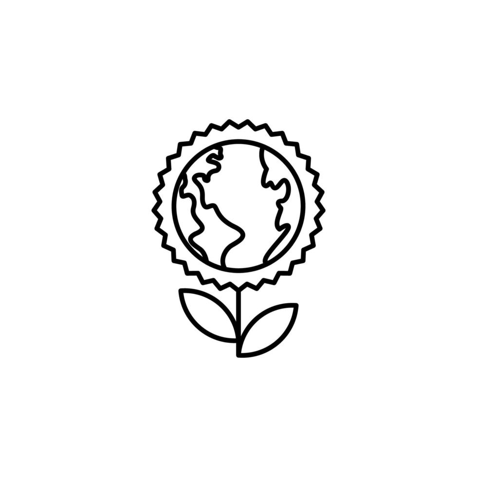 ecology, earth day, flower, globe vector icon