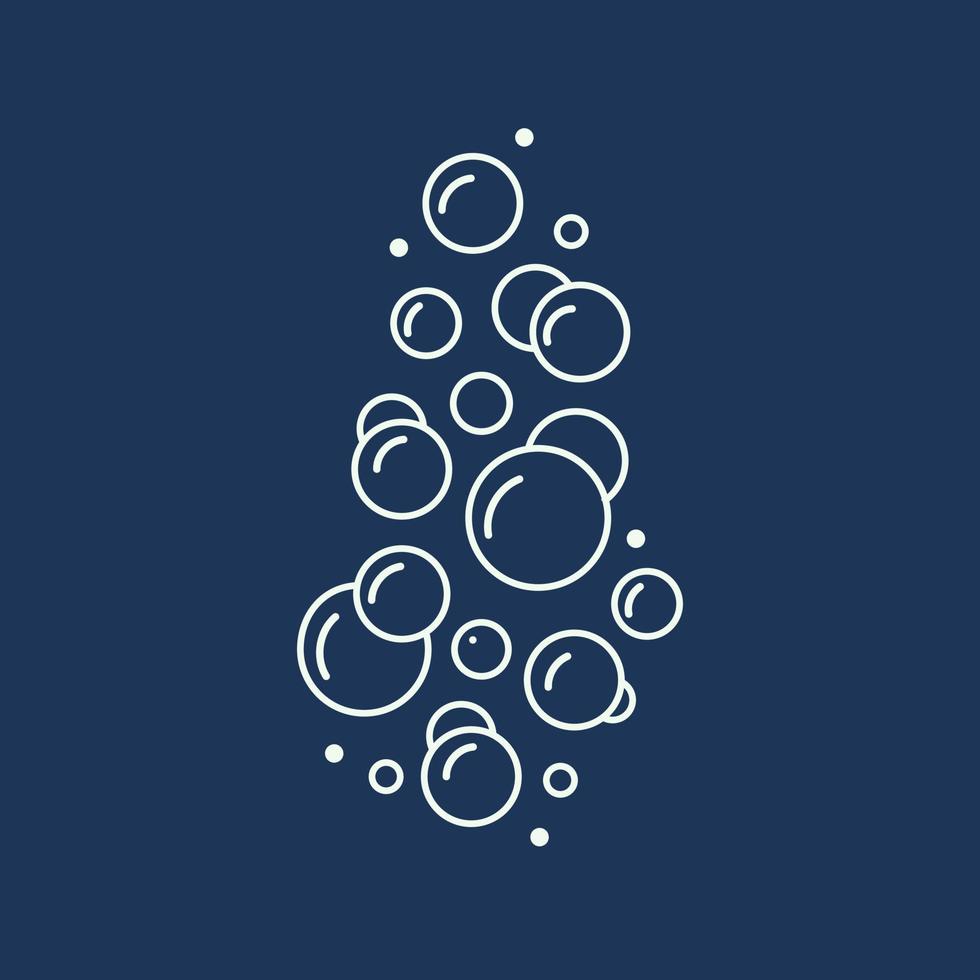 Foam bubbles on a blue background. Template of air bubbles in water. Vector illustration