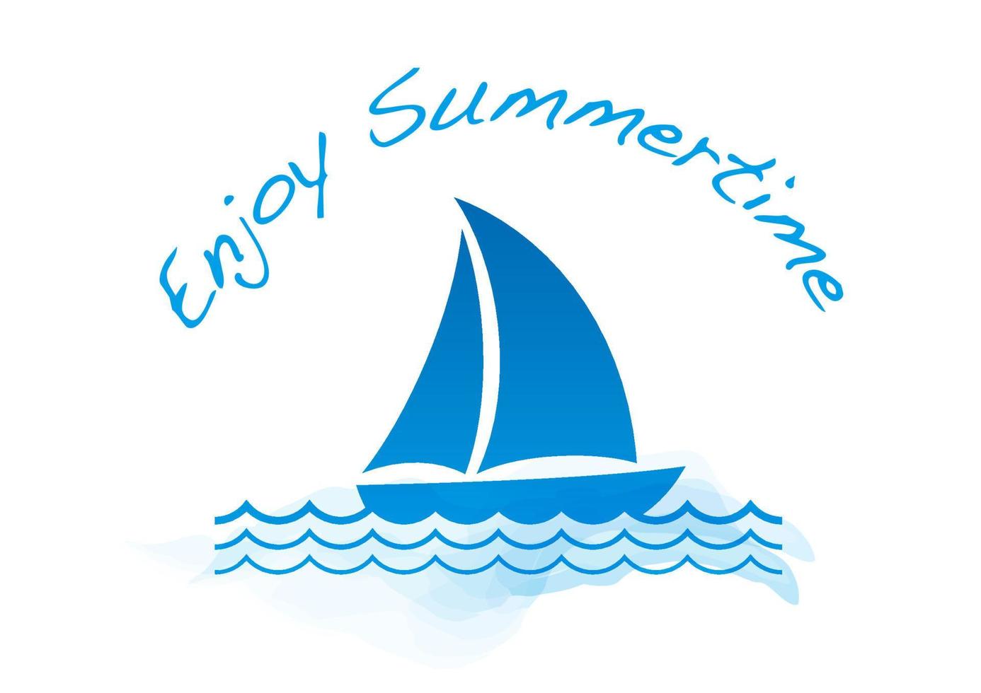Vector Summer Symbol Icon With A Yacht On The Sea Isolated On A White Background.