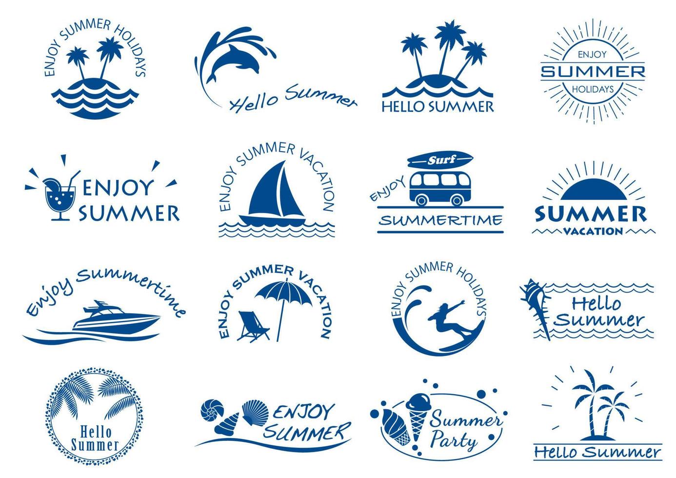 Vector Summer Symbol Icon Set Isolated On A White Background.