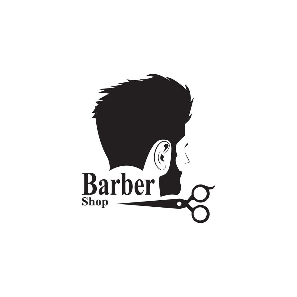 Barber Shop Hair Style Silhouette Vector Template