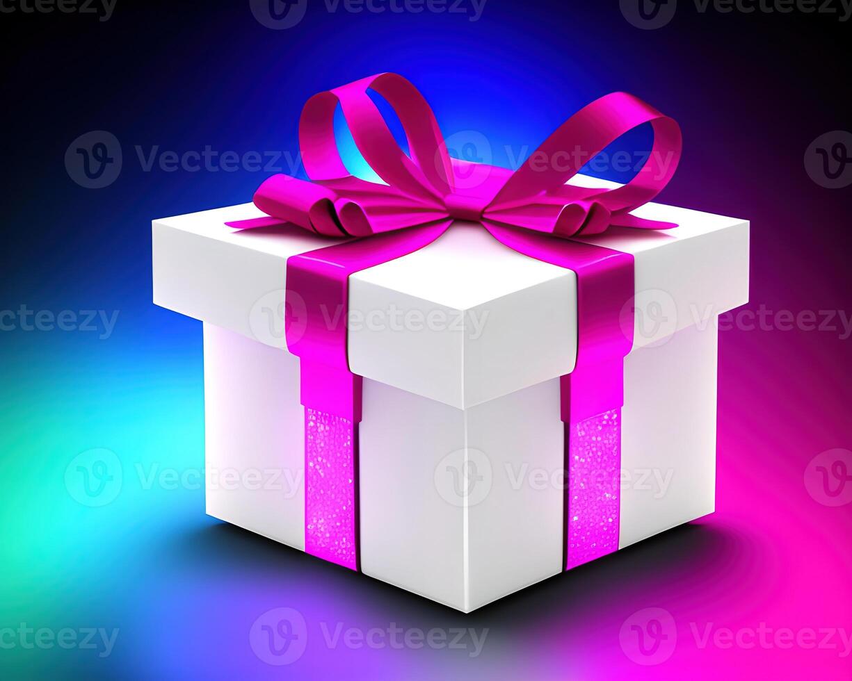 gift box with magical shining light by photo