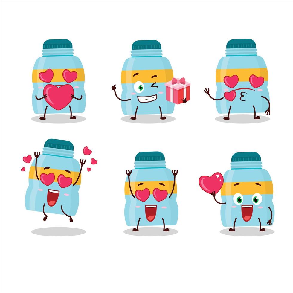 bebida botella dibujos animados personaje con amor linda emoticon vector